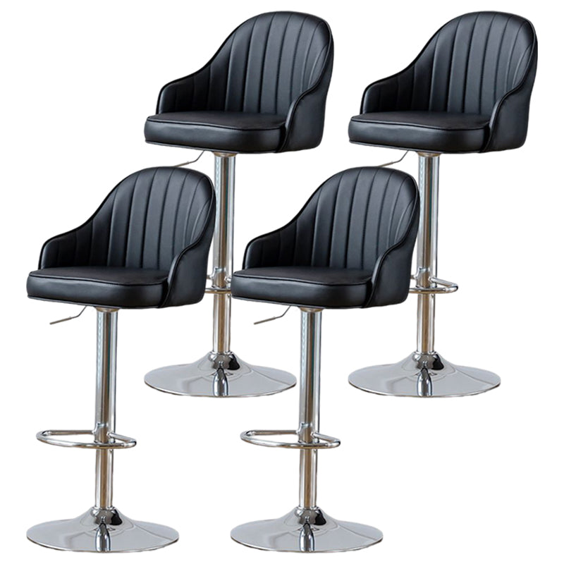 Contemporary Metal Bar and Counter Stool Low Back Stool with Pedestal Base