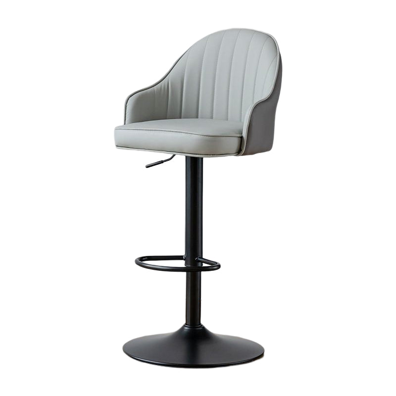 Contemporary Metal Bar and Counter Stool Low Back Stool with Pedestal Base