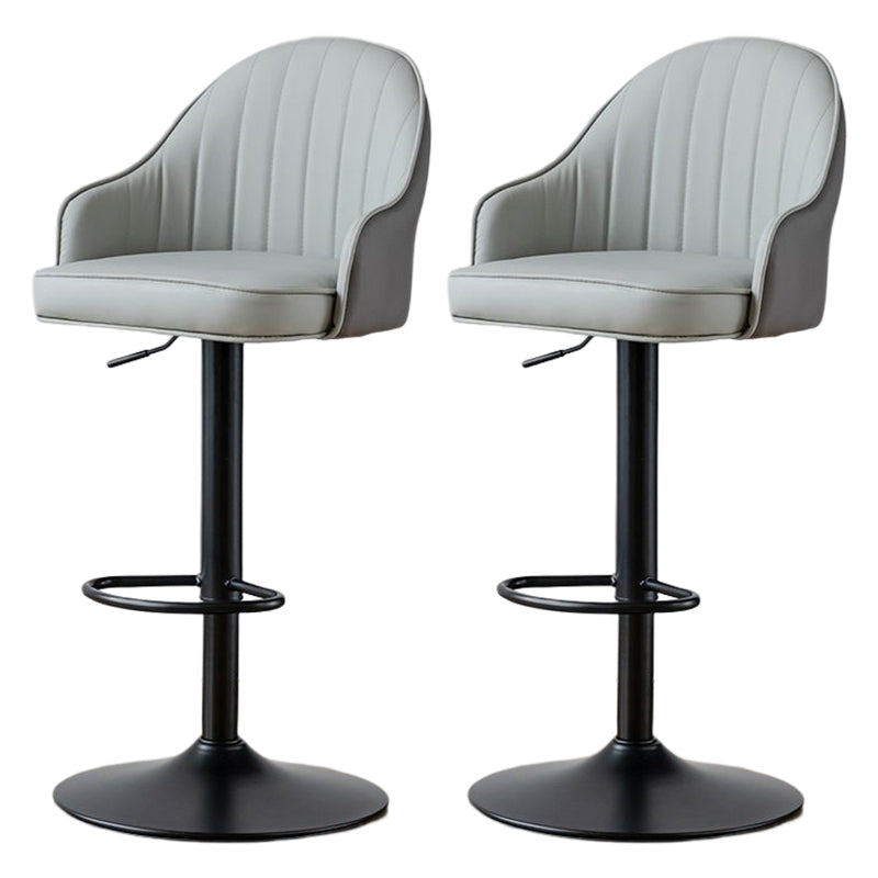 Contemporary Metal Bar and Counter Stool Low Back Stool with Pedestal Base