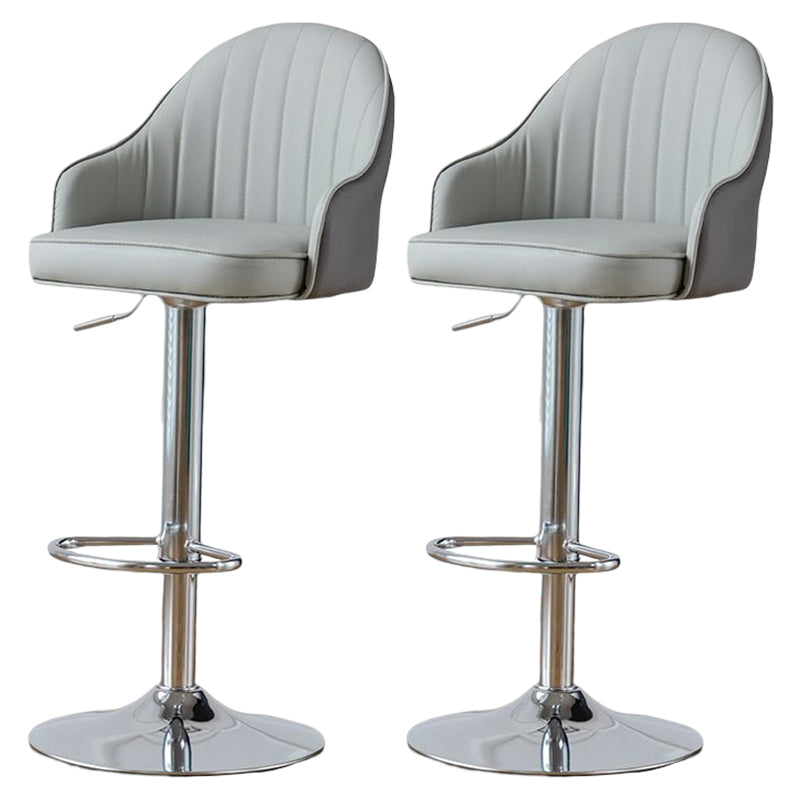 Contemporary Metal Bar and Counter Stool Low Back Stool with Pedestal Base