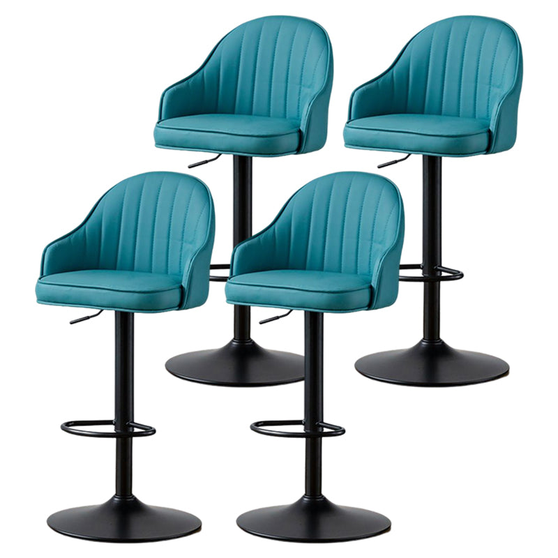 Contemporary Metal Bar and Counter Stool Low Back Stool with Pedestal Base