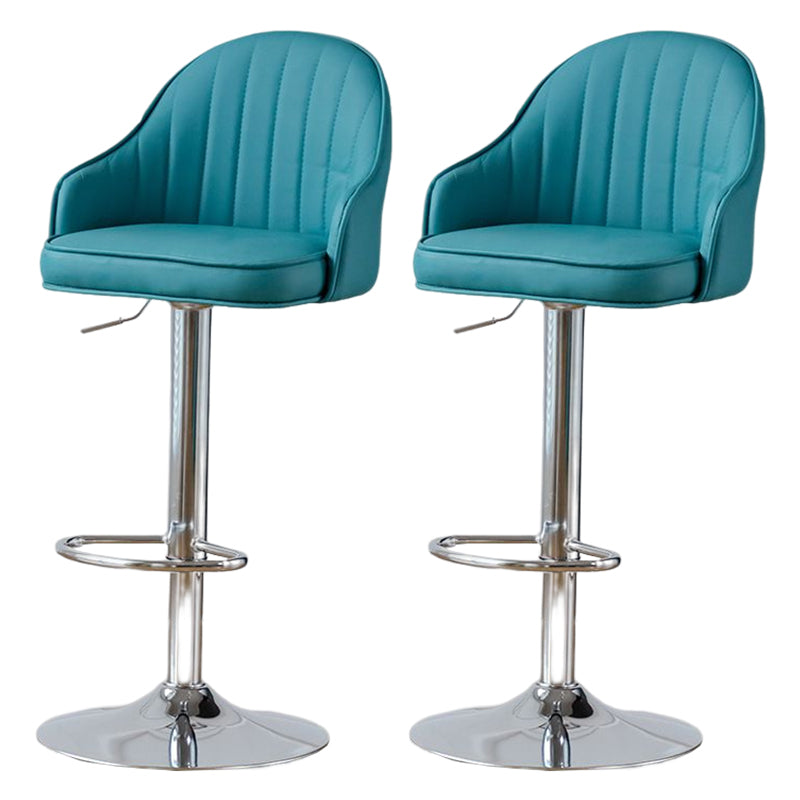 Contemporary Metal Bar and Counter Stool Low Back Stool with Pedestal Base