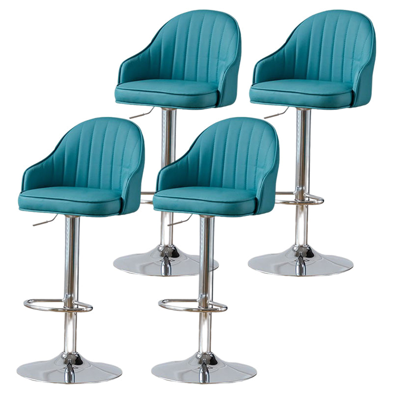 Contemporary Metal Bar and Counter Stool Low Back Stool with Pedestal Base