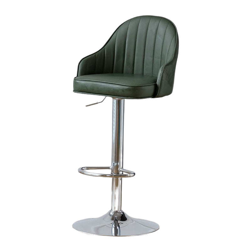 Contemporary Metal Bar and Counter Stool Low Back Stool with Pedestal Base