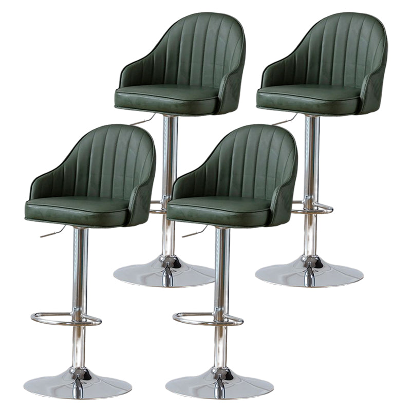 Contemporary Metal Bar and Counter Stool Low Back Stool with Pedestal Base