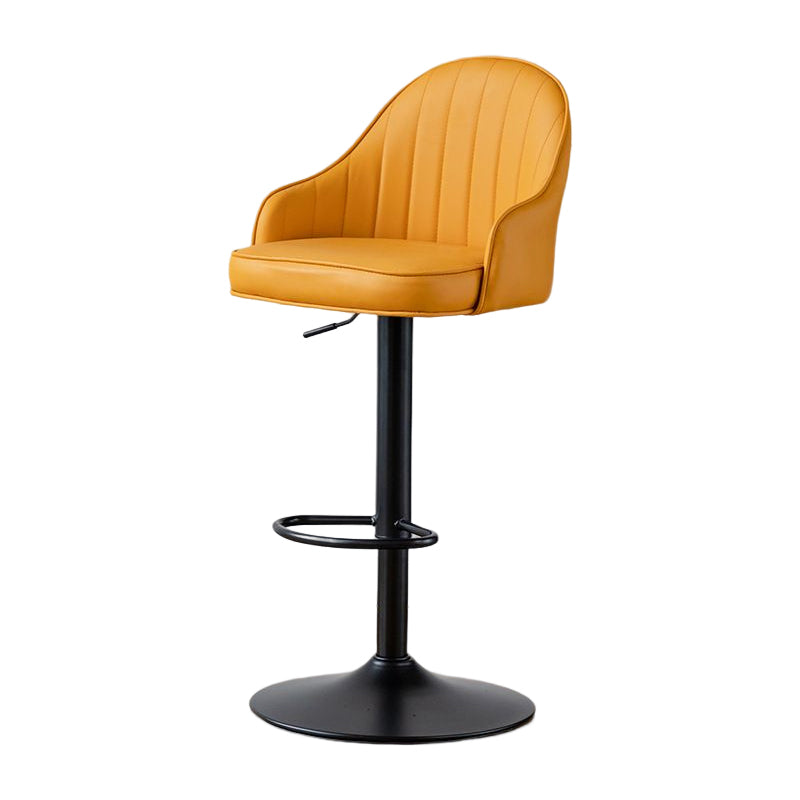 Contemporary Metal Bar and Counter Stool Low Back Stool with Pedestal Base