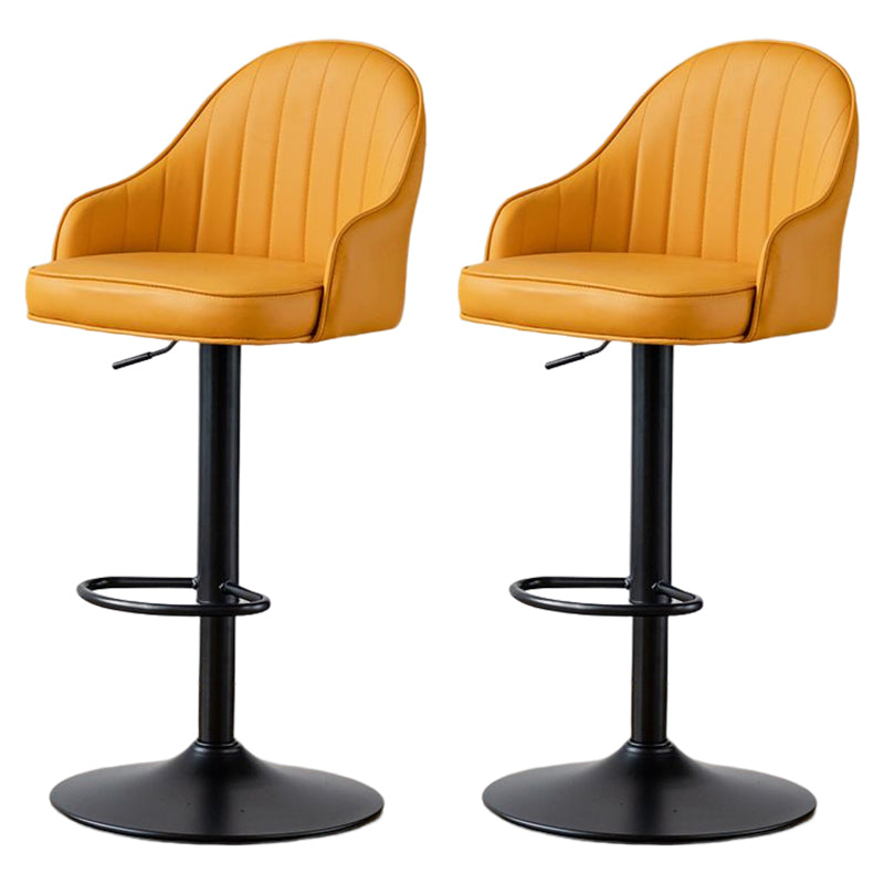 Contemporary Metal Bar and Counter Stool Low Back Stool with Pedestal Base