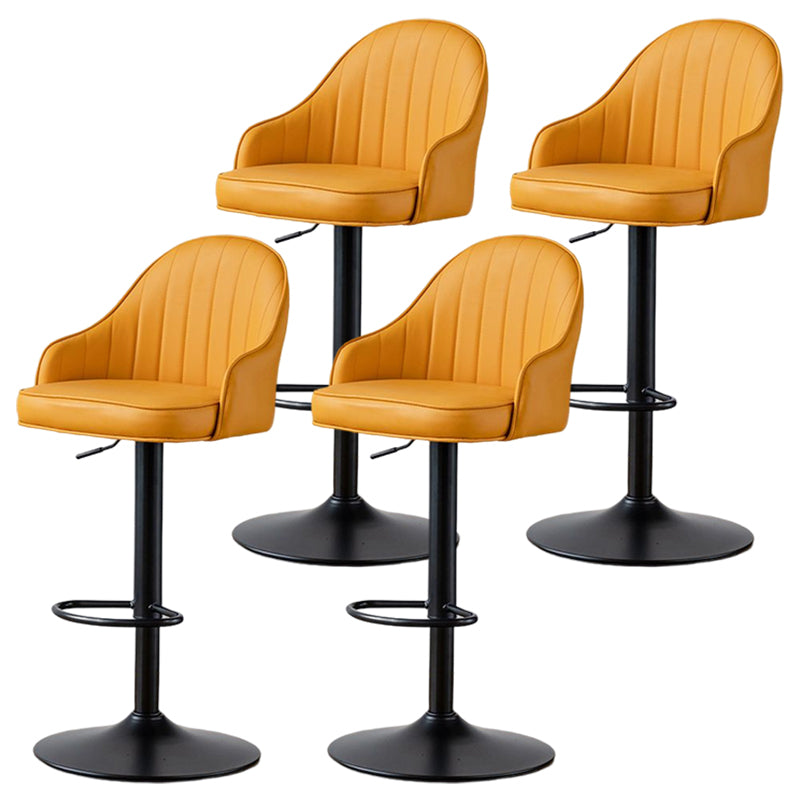 Contemporary Metal Bar and Counter Stool Low Back Stool with Pedestal Base