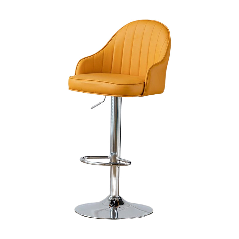 Contemporary Metal Bar and Counter Stool Low Back Stool with Pedestal Base