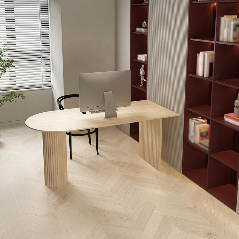 Minimalism Oval Dining Table Metal Double Pedestal Dining Table for Living Room