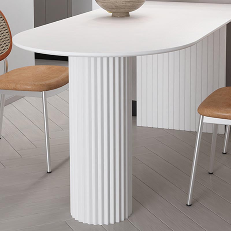 Minimalism Oval Dining Table Metal Double Pedestal Dining Table for Living Room