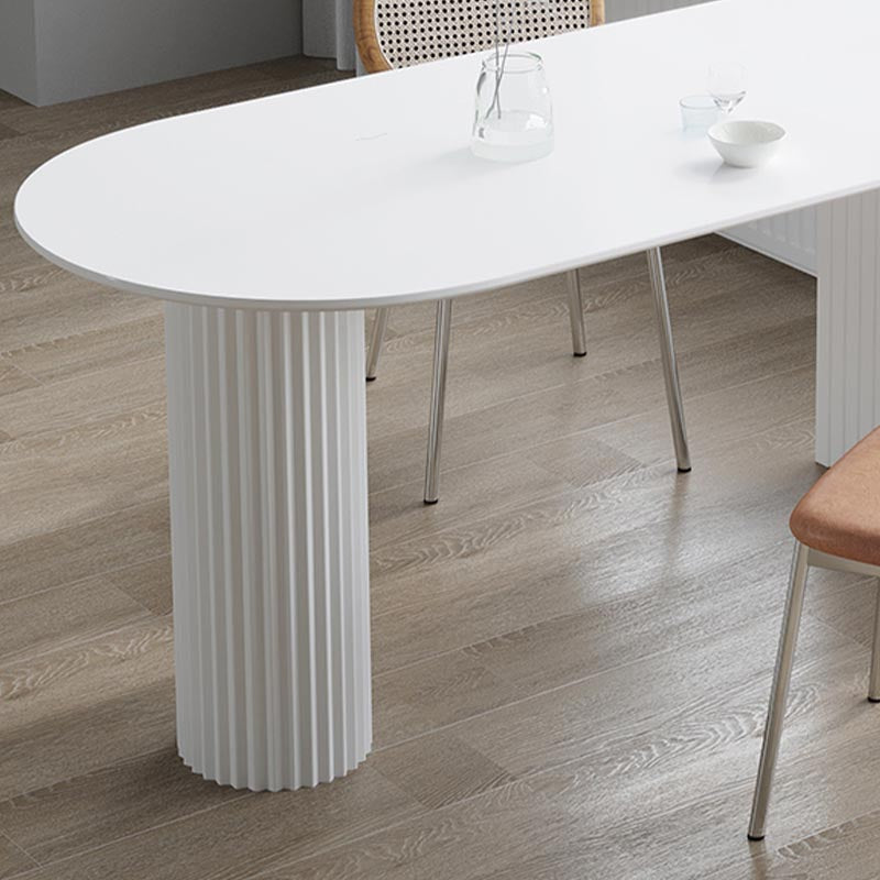 Minimalism Oval Dining Table Metal Double Pedestal Dining Table for Living Room