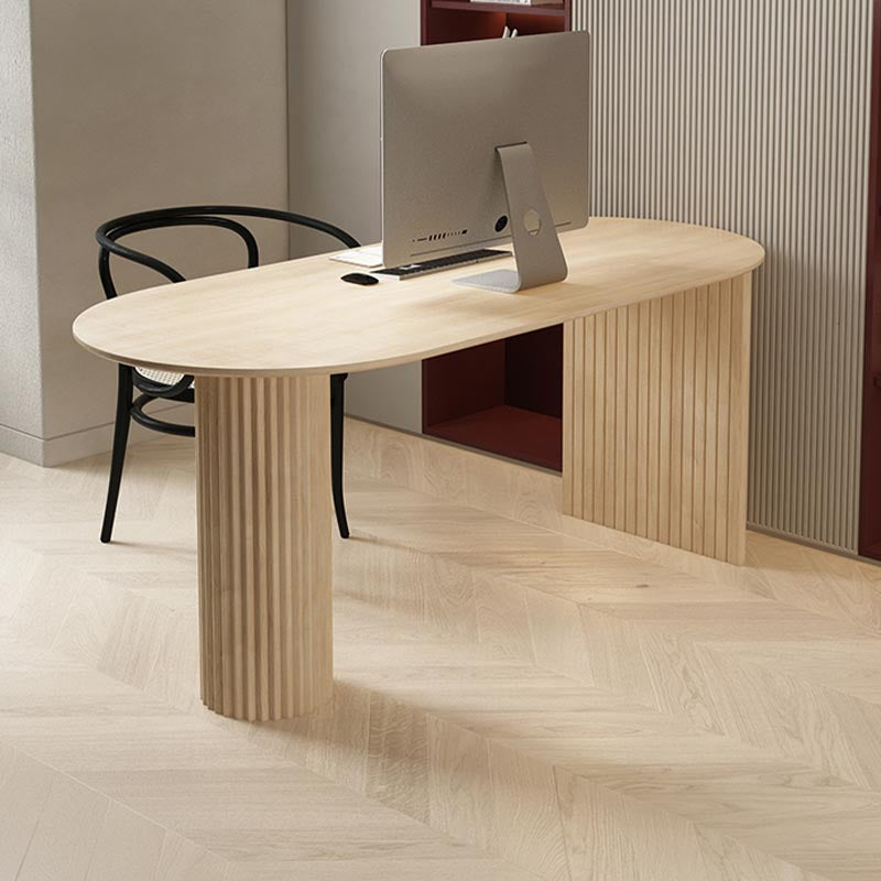 Minimalism Oval Dining Table Metal Double Pedestal Dining Table for Living Room