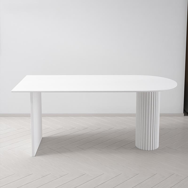 Minimalism Oval Dining Table Metal Double Pedestal Dining Table for Living Room