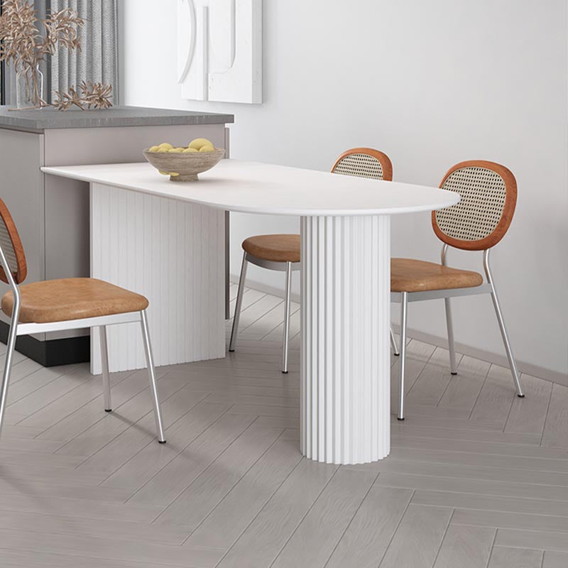 Minimalism Oval Dining Table Metal Double Pedestal Dining Table for Living Room