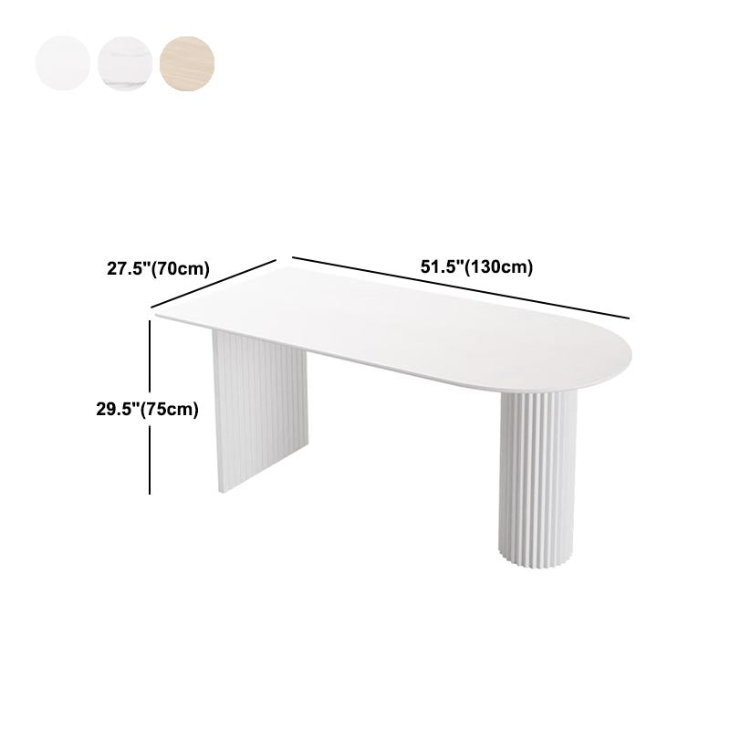 Minimalism Oval Dining Table Metal Double Pedestal Dining Table for Living Room