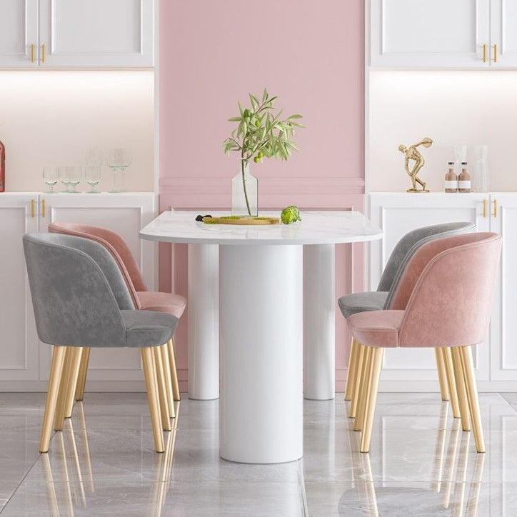 White Stone Top Dinner Room Kitchen Table Modern Metal Base Dinner Table
