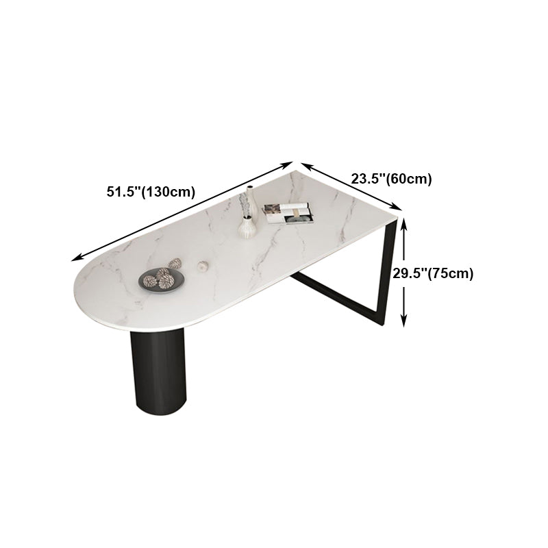 White Stone Top Dinner Room Kitchen Table Modern Metal Base Dinner Table