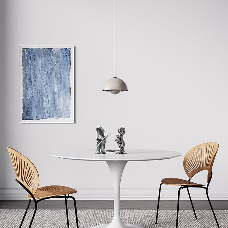 Simple Round Stone Top Dining Table Metal Base Dining Table for Living Room