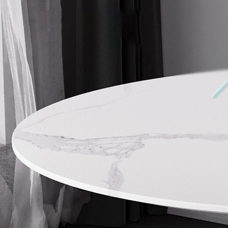 Simple Round Stone Top Dining Table Metal Base Dining Table for Living Room