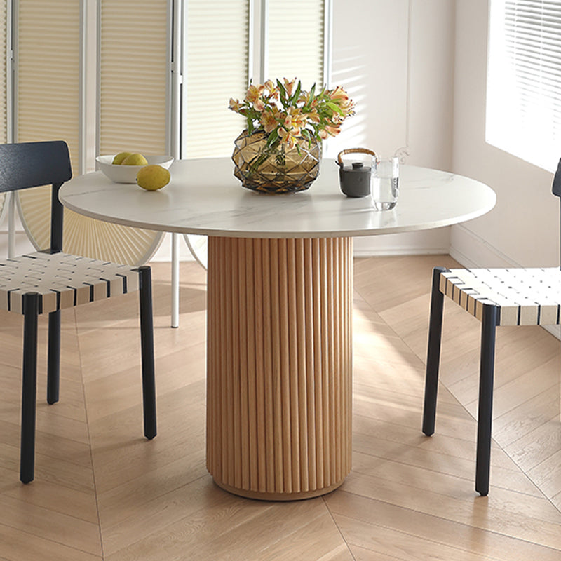 Simple Round Top Dining Table Solid Wood Base Dining Table for Living Room