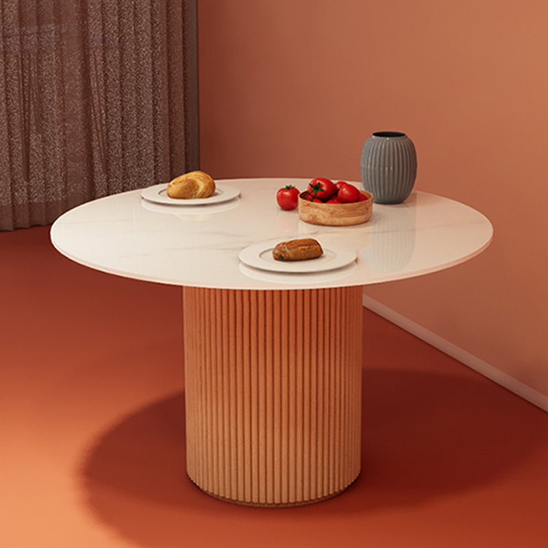 Simple Round Top Dining Table Solid Wood Base Dining Table for Living Room