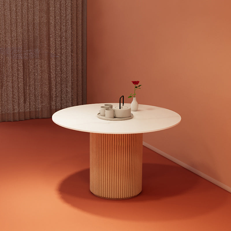 Simple Round Top Dining Table Solid Wood Base Dining Table for Living Room