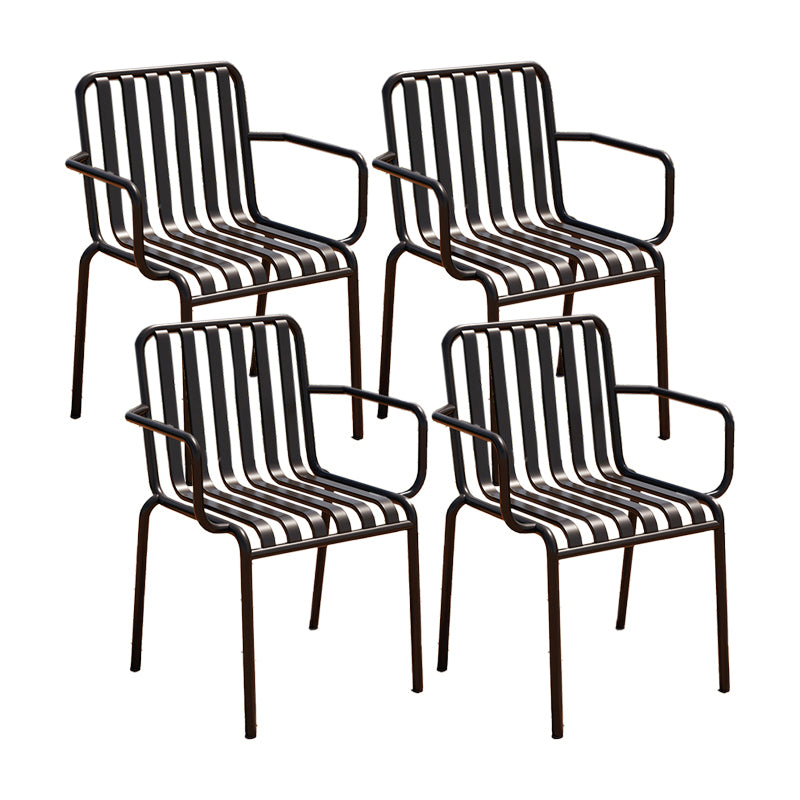 Contemporary Metal Patio Dining Side Chair Slat Back Side Chair