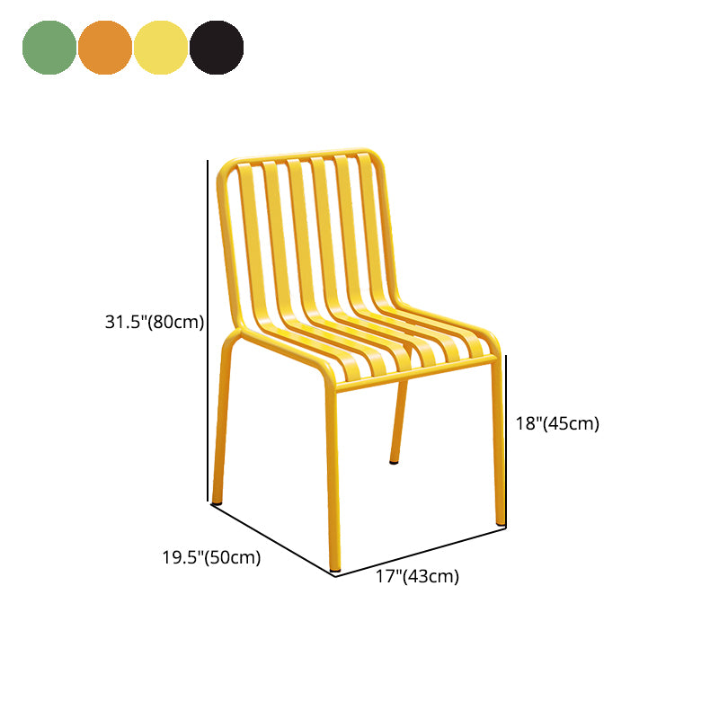 Contemporary Metal Patio Dining Side Chair Slat Back Side Chair