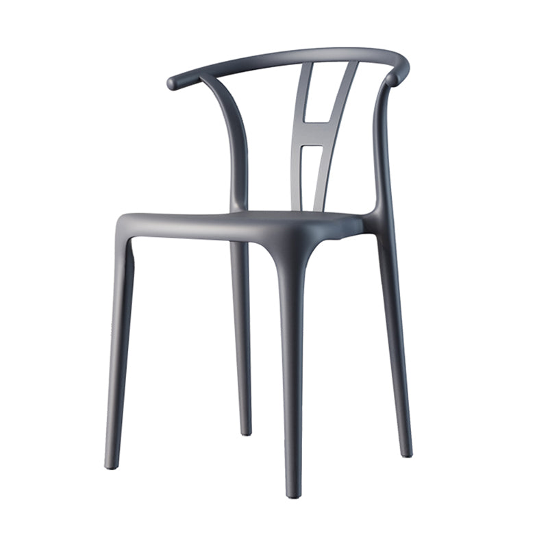 Scandinavian Plastic Dining Room Chair Slat Back Stacking Side Chair
