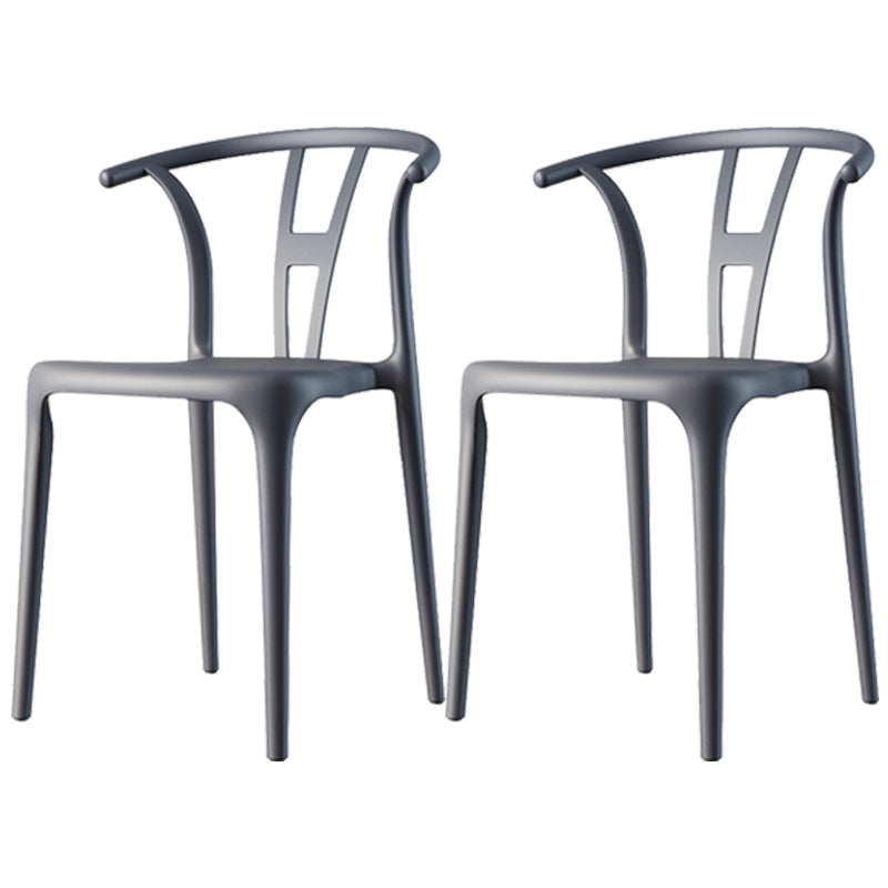Scandinavian Plastic Dining Room Chair Slat Back Stacking Side Chair