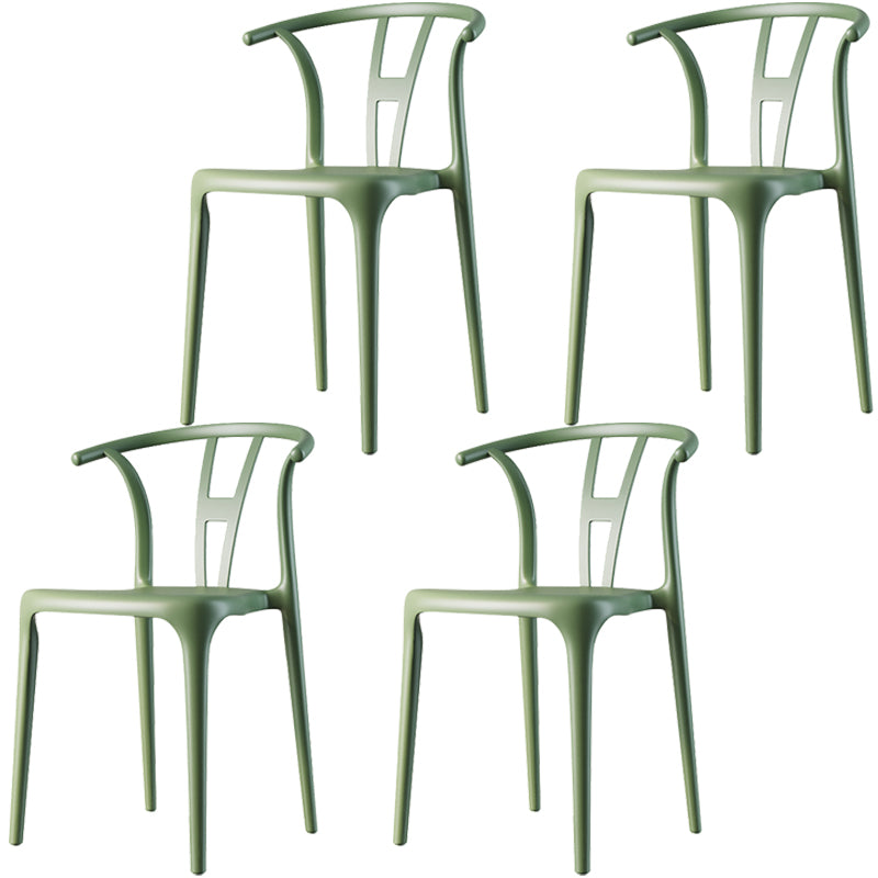 Scandinavian Plastic Dining Room Chair Slat Back Stacking Side Chair