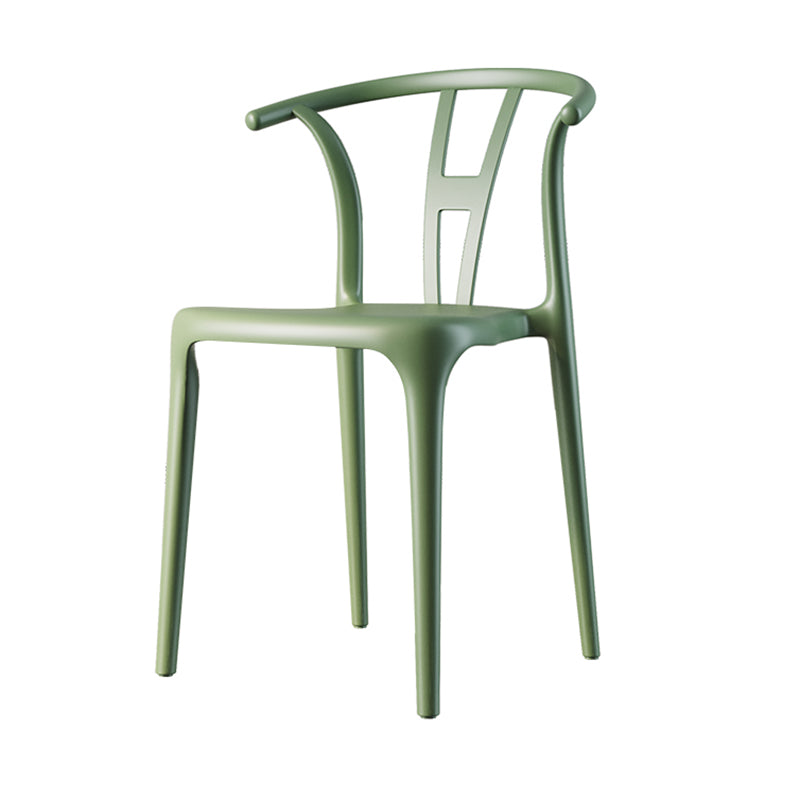 Scandinavian Plastic Dining Room Chair Slat Back Stacking Side Chair