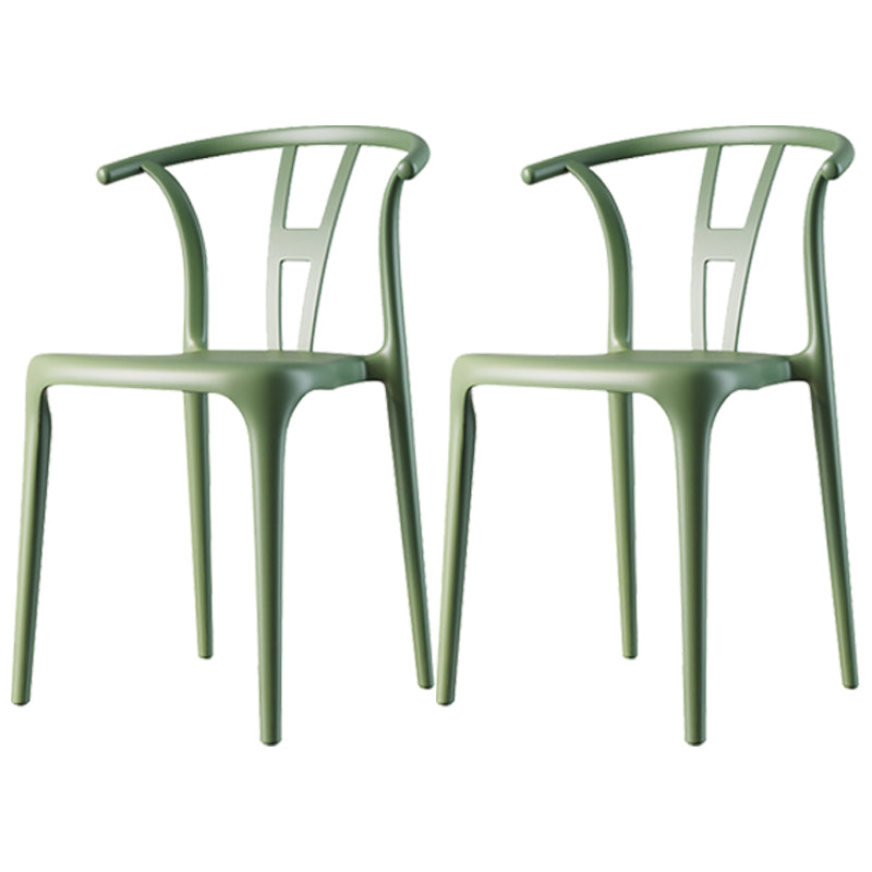Scandinavian Plastic Dining Room Chair Slat Back Stacking Side Chair