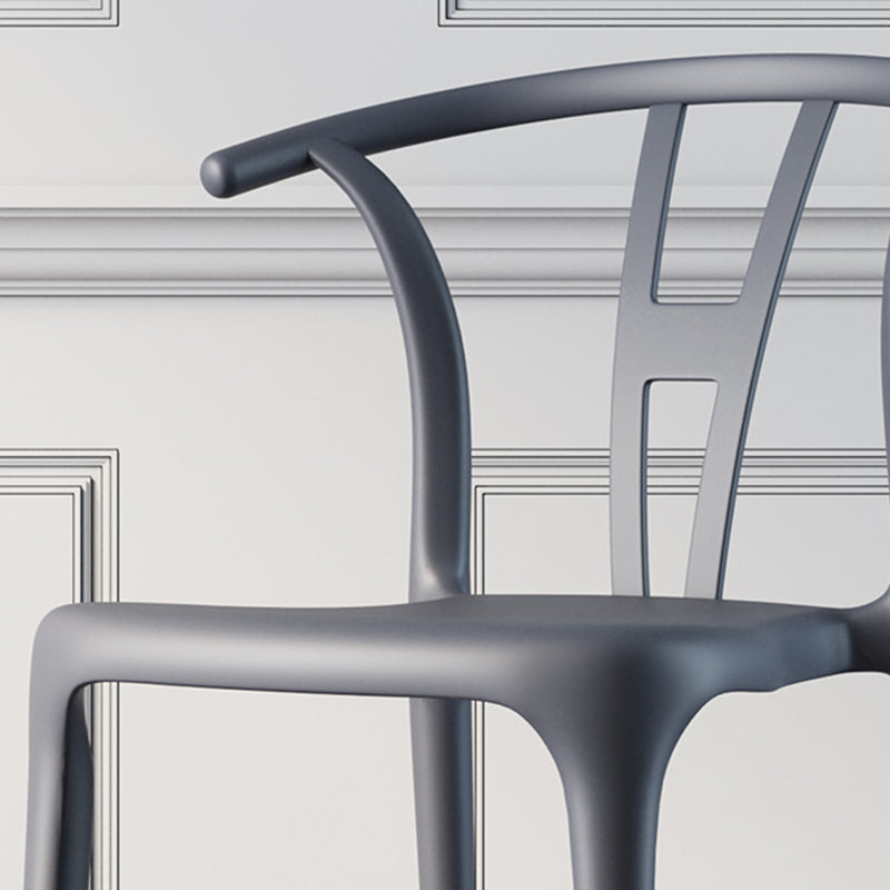 Scandinavian Plastic Dining Room Chair Slat Back Stacking Side Chair