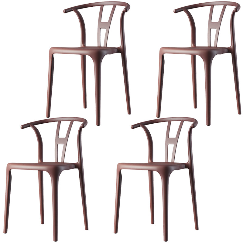 Scandinavian Plastic Dining Room Chair Slat Back Stacking Side Chair