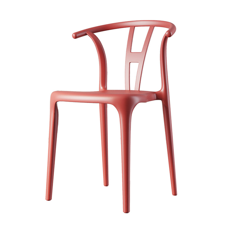 Scandinavian Plastic Dining Room Chair Slat Back Stacking Side Chair