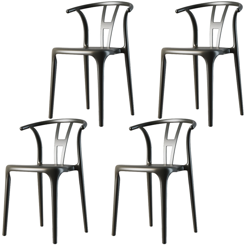 Scandinavian Plastic Dining Room Chair Slat Back Stacking Side Chair