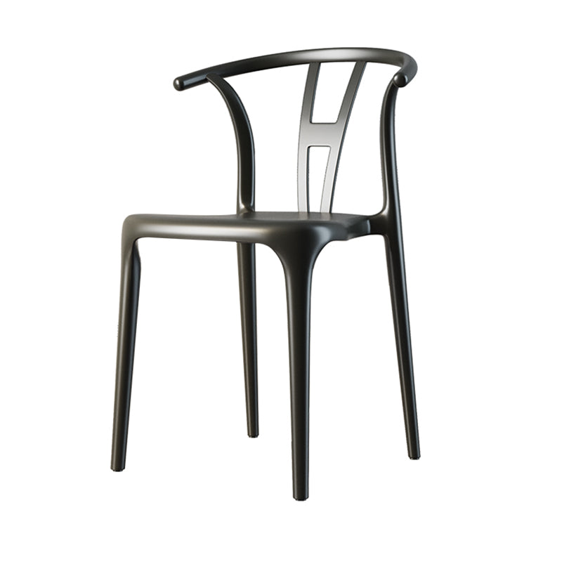 Scandinavian Plastic Dining Room Chair Slat Back Stacking Side Chair