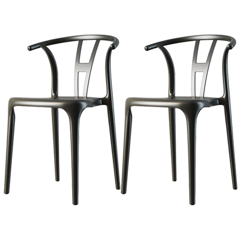 Scandinavian Plastic Dining Room Chair Slat Back Stacking Side Chair