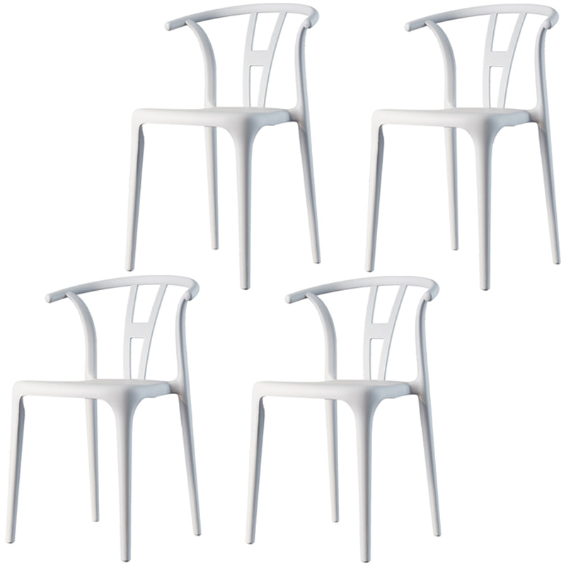 Scandinavian Plastic Dining Room Chair Slat Back Stacking Side Chair