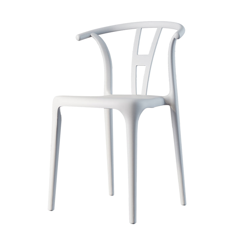 Scandinavian Plastic Dining Room Chair Slat Back Stacking Side Chair
