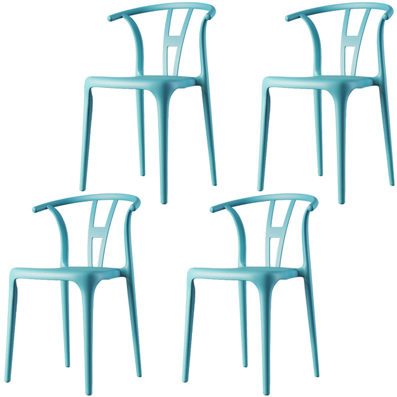 Scandinavian Plastic Dining Room Chair Slat Back Stacking Side Chair
