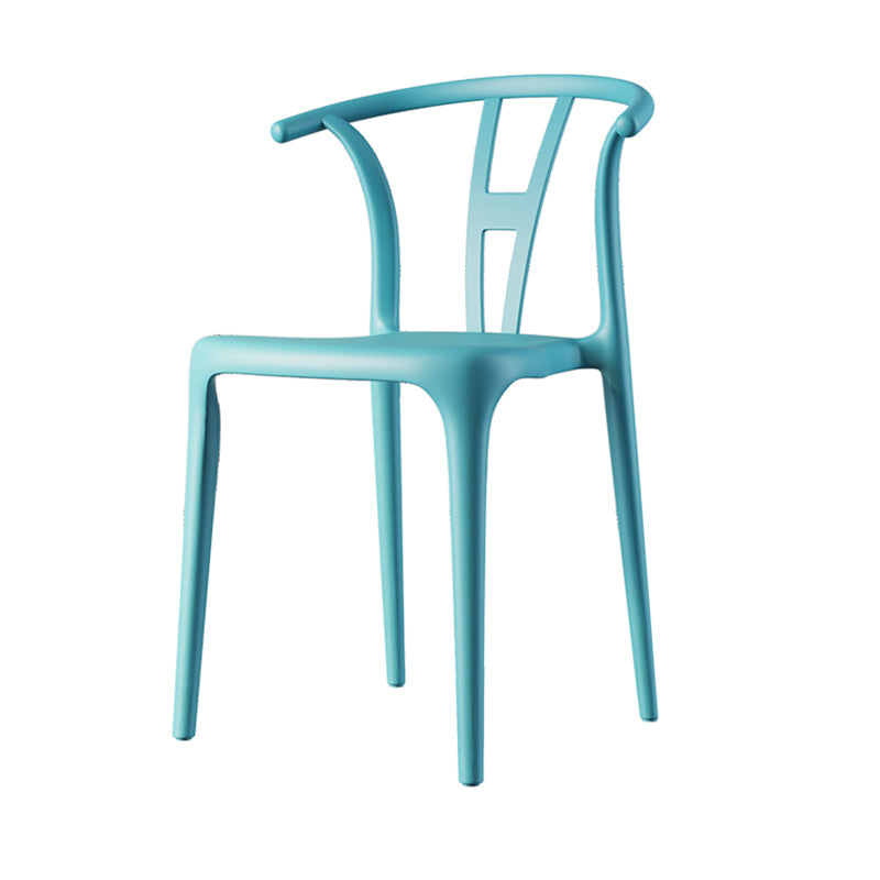 Scandinavian Plastic Dining Room Chair Slat Back Stacking Side Chair