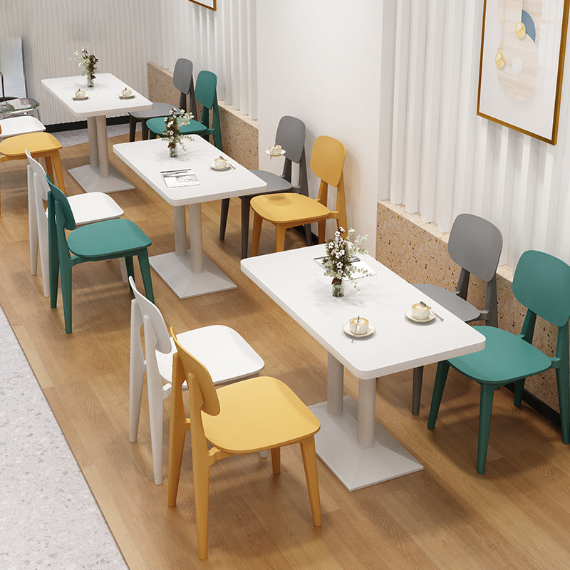 Nordic Style Armless Chair Plastic Open Back Dining Side Chair (Set of 3/6)