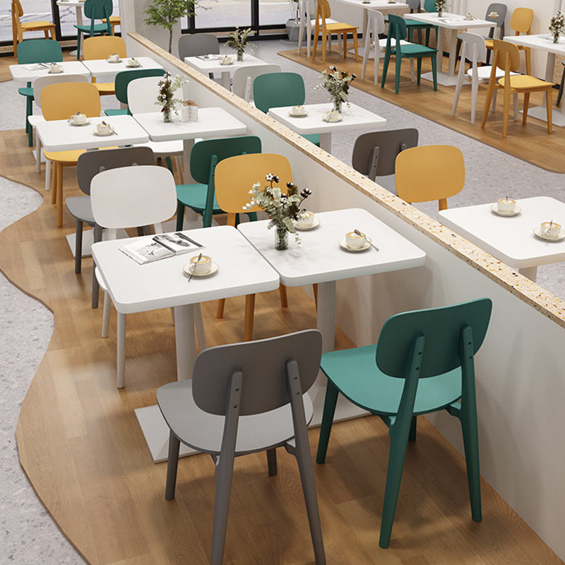 Nordic Style Armless Chair Plastic Open Back Dining Side Chair (Set of 3/6)