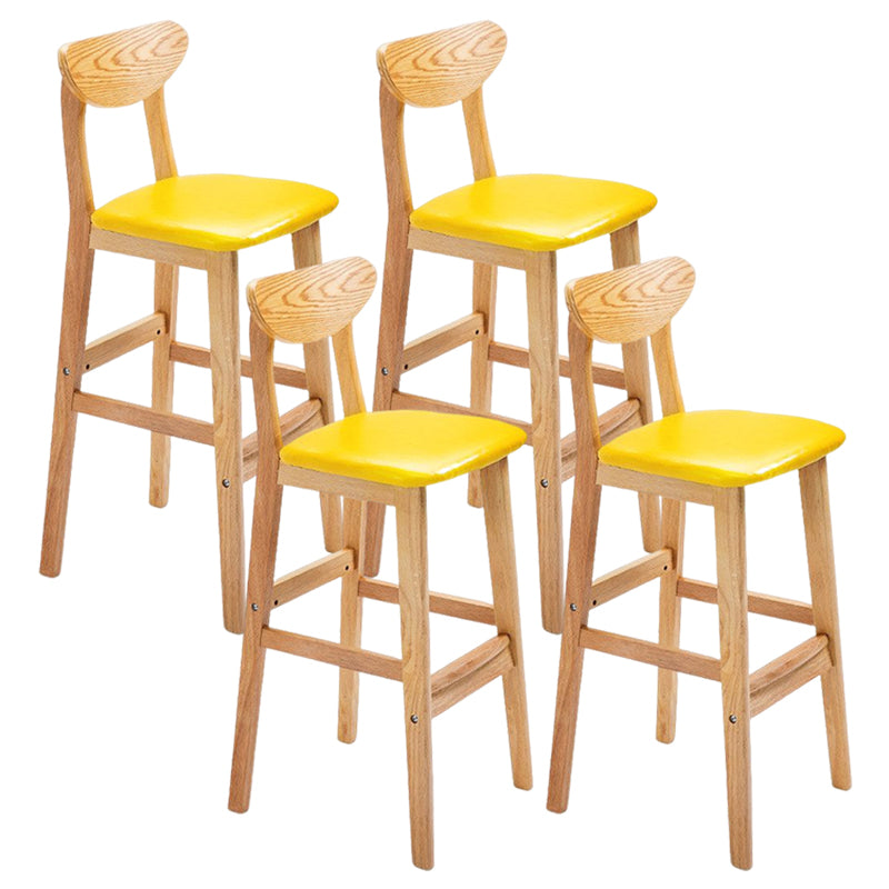 Minimalist Style Wooden Barstool for Home Use Upholstered Stools with Cushion