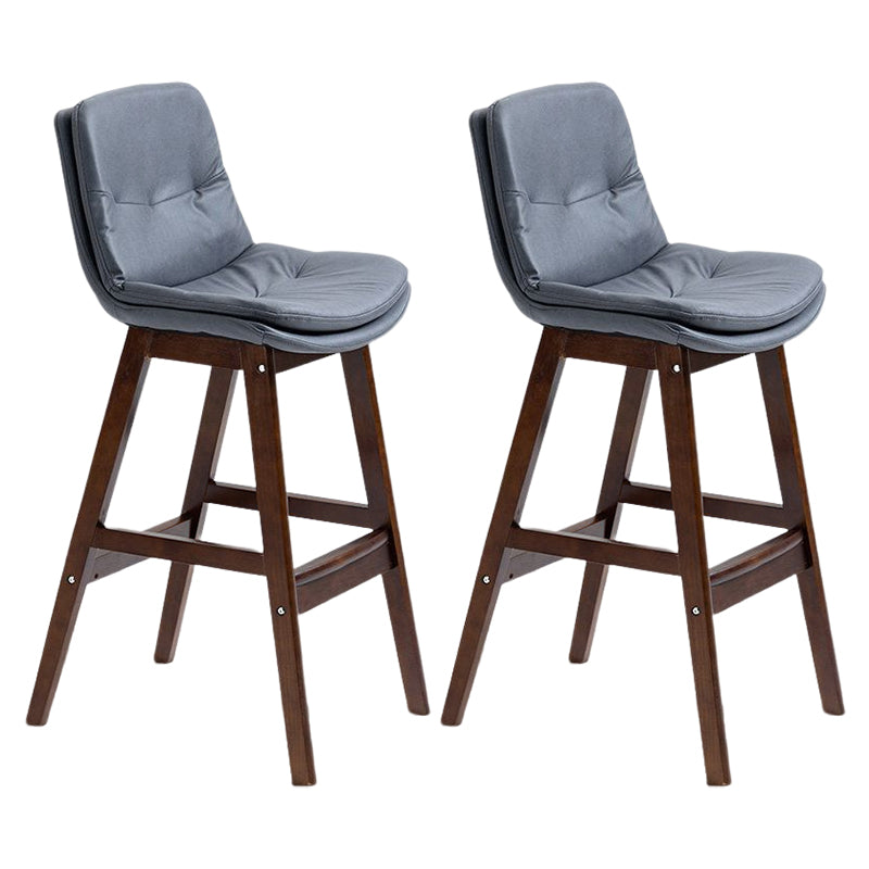Scandinavian Upholstered Footrest Low Back Stool 27.95'' Rubberwood Bar Stool