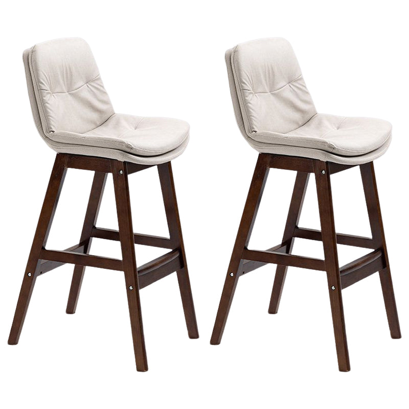 Scandinavian Upholstered Footrest Low Back Stool 27.95'' Rubberwood Bar Stool