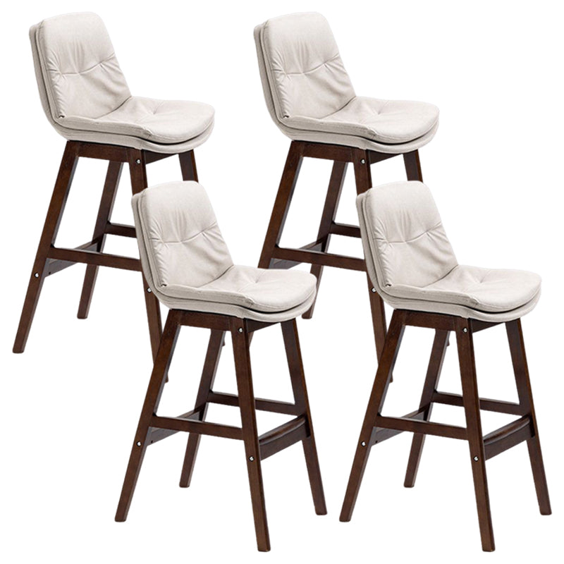 Scandinavian Upholstered Footrest Low Back Stool 27.95'' Rubberwood Bar Stool